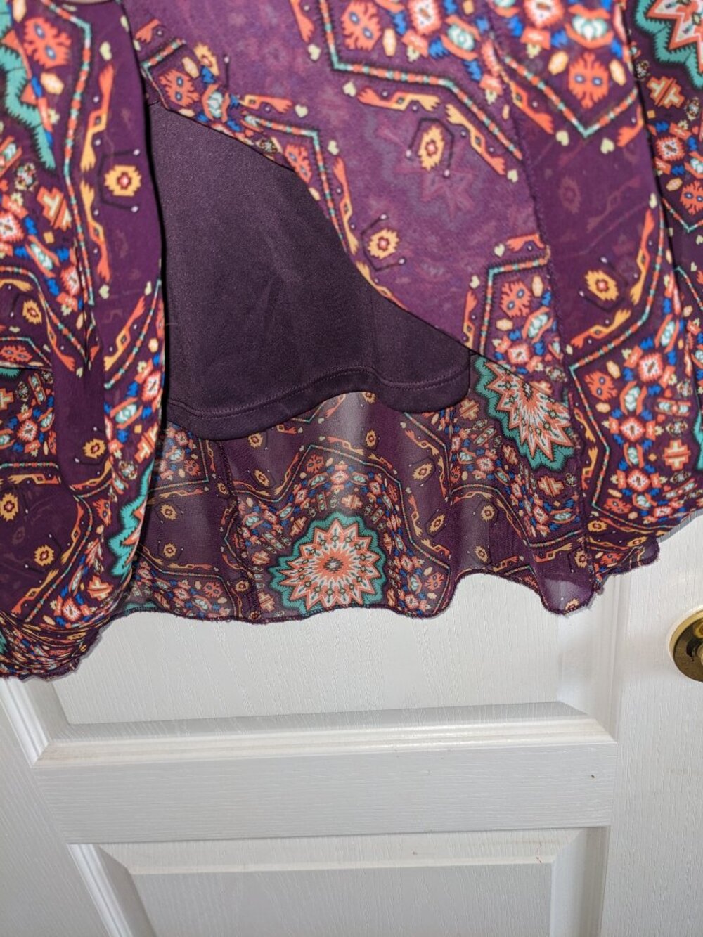 LuLaRoe Lola Skirt Purple Aztec Print Sz M - Picture 5 of 6